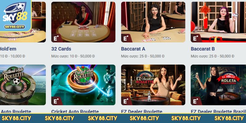 Khám phá sảnh Casino SKY88